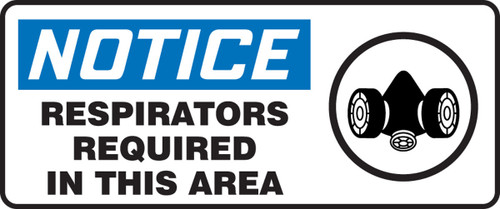 OSHA Notice Safety Sign: Respirators Required In This Area 7" x 17" Plastic 1/Each - MPPE814VP