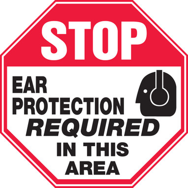Stop Safety Sign: Ear Protection Required In This Area 12" x 12" Plastic 1/Each - MPPE900VP
