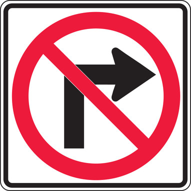 Lane Guidance Sign: No Right Turn 24" x 24" Engineer-Grade Prismatic 1/Each - MR32RRA