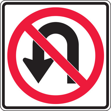 Lane Guidance Sign: No U-Turn 24" x 24" Engineer-Grade Prismatic 1/Each - MR34RA