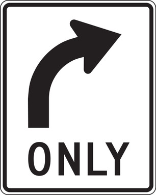 Lane Guidance Sign: Right Turn Only (Arrow) 30" x 24" DG High Prism 1/Each - MR35RDP