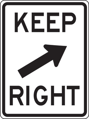 Lane Guidance Sign: Keep Right (Diagonal) 24" x 18" Engineer-Grade Prismatic 1/Each - MR47BRA