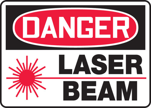 OSHA Danger Safety Sign: Laser Beam 7" x 10" Aluminum 1/Each - MRAD007VA