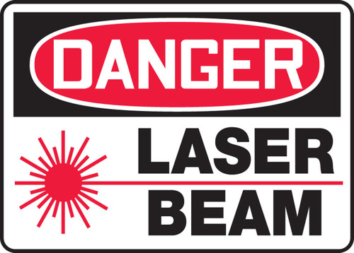 OSHA Danger Safety Sign: Laser Beam 7" x 10" Aluma-Lite 1/Each - MRAD007XL