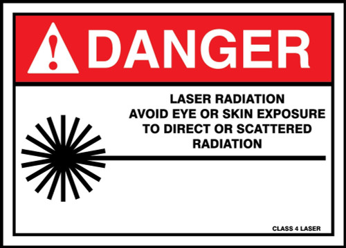 ANSI Danger Safety Sign: Laser Radiation - Avoid Eye Or Skin Exposure To Direct Or Scattered Radiation 10" x 14" Dura-Fiberglass 1/Each - MRAD032XF