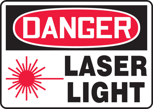 OSHA Danger Safety Sign: Laser Light 10" x 14" Plastic 1/Each - MRAD101VP