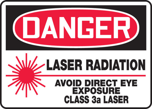 OSHA Danger Safety Sign: Laser Radiation - Avoid Direct Eye Exposure - Class 3a Laser 10" x 14" Aluminum 1/Each - MRAD105VA