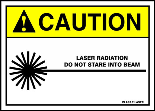 ANSI Caution Safety Sign: Laser Radiation - Do Not Stare Into Beam 10" x 14" Adhesive Dura-Vinyl 1/Each - MRAD662XV