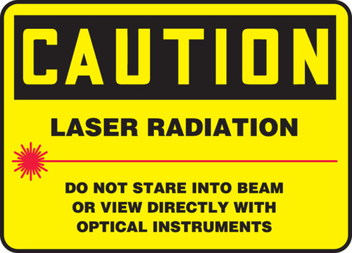 OSHA Caution Safety Sign: Laser Radiation - Do Not Stare Into Beam Or View Directly With Optical Instruments 10" x 14" Aluminum 1/Each - MRAD669VA