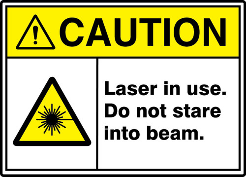 ANSI ISO Caution Safety Sign: Laser In Use - Do Not Stare Into Beam. 7" x 10" Dura-Plastic 1/Each - MRAD685XT