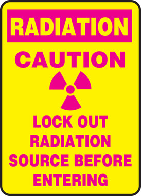 Radiation Safety Sign: Caution - Lock Out Radiation Source Before Entering 14" x 10" Aluma-Lite 1/Each - MRAD911XL