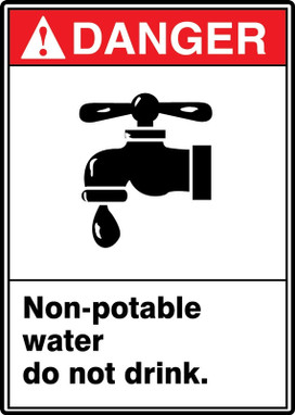 ANSI Danger Safety Sign: Non-Potable Water Do Not Drink 10" x 7" Dura-Fiberglass 1/Each - MRAW101XF