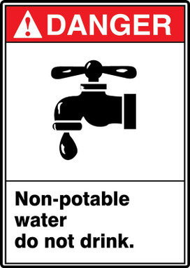 ANSI Danger Safety Sign: Non-Potable Water Do Not Drink 14" x 10" Accu-Shield 1/Each - MRAW102XP