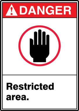 ANSI Danger Safety Sign: Restricted Area. 14" x 10" Adhesive Dura-Vinyl 1/Each - MRDM252XV