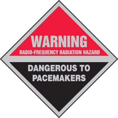 Warning Safety Sign: Radio-Frequency Radiation Hazard - Dangerous To Pacemakers 9" x 9" Aluminum 1/Each - MRFQ501VA