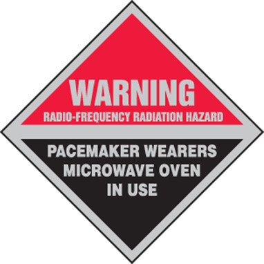 Warning Safety Sign: Radio-Frequency Radiation Hazard - Pacemaker Wearers Microwave Oven In Use 9" x 9" Dura-Plastic 1/Each - MRFQ502XT