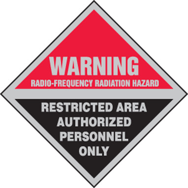 Warning Safety Sign: Radio-Frequency Radiation Hazard - Restricted Area - Authorized Personnel Only 9" x 9" Dura-Fiberglass 1/Each - MRFQ503XF