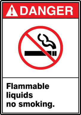 ANSI Danger Safety Sign: Flammable Liquids - No Smoking. 14" x 10" Aluminum 1/Each - MRHL006VA