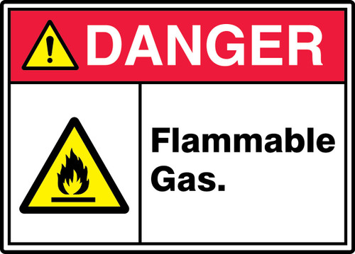 ANSI ISO Danger Safety Signs: Flammable Gas. 10" x 14" Aluma-Lite 1/Each - MRHL106XL