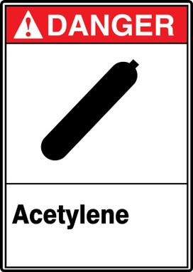 ANSI Danger Safety Sign: Acetylene 14" x 10" Adhesive Dura-Vinyl 1/Each - MRHL121XV
