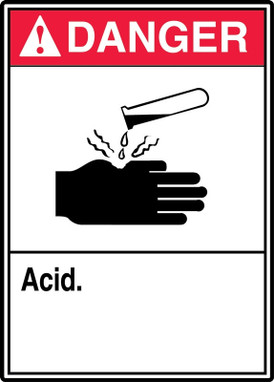 ANSI Danger Safety Sign: Acid 14" x 10" Adhesive Dura-Vinyl 1/Each - MRHL130XV