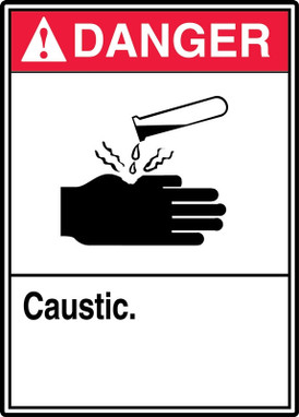 ANSI Danger Safety Signs: Caustic. 14" x 10" Adhesive Dura-Vinyl 1/Each - MRHL133XV