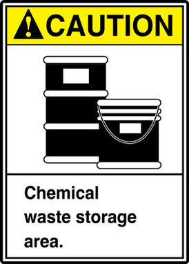 ANSI Caution Safety Sign: Chemical Waste Storage Area 14" x 10" Accu-Shield 1/Each - MRHL603XP