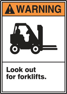 ANSI Warning Safety Sign: Look Out For Forklifts 14" x 10" Dura-Fiberglass 1/Each - MRHR300XF