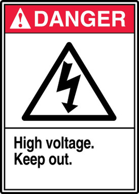 ANSI Danger Safety Signs: High Voltage - Keep Out. 10" x 7" Adhesive Vinyl 1/Each - MRLC109VS