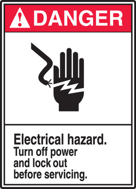 ANSI Danger Safety Sign: Electrical Hazard - Turn Off Power And Lock Out Before Servicing. 14" x 10" Aluminum 1/Each - MRLC125VA