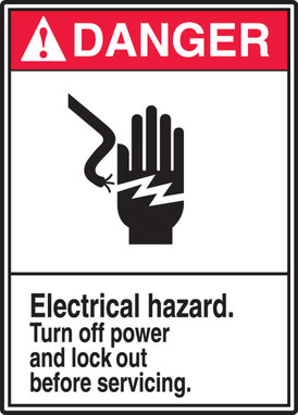 ANSI Danger Safety Sign: Electrical Hazard - Turn Off Power And Lock Out Before Servicing. 14" x 10" Plastic 1/Each - MRLC125VP