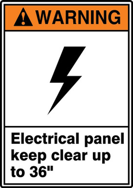 ANSI Warning Safety Sign: Electrical Panel Keep Clear Up to 36" 14" x 10" Adhesive Vinyl 1/Each - MRLC305VS