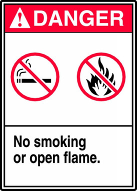 ANSI Danger Safety Sign: No Smoking Or Open Flame 14" x 10" Dura-Fiberglass 1/Each - MRMK006XF