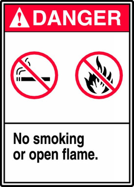 ANSI Danger Safety Sign: No Smoking Or Open Flame 14" x 10" Accu-Shield 1/Each - MRMK006XP