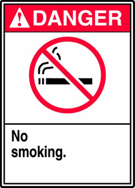 ANSI Danger Safety Sign: No Smoking 10" x 7" Adhesive Dura-Vinyl 1/Each - MRMK105XV