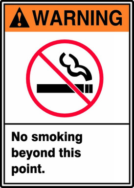 ANSI Warning Safety Sign: No Smoking Beyond This Point 10" x 7" Adhesive Dura-Vinyl 1/Each - MRMK301XV