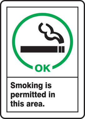 Safety Sign: Smoking Is Permitted In This Area 10" x 7" Adhesive Vinyl 1/Each - MRMK501VS