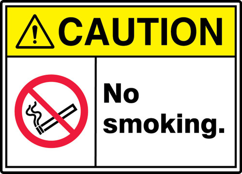 ANSI ISO Caution Safety Sign: No Smoking. 10" x 14" Plastic 1/Each - MRMK603VP