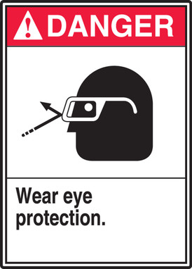 ANSI Danger Safety Sign: Wear Eye Protection 14" x 10" Dura-Fiberglass 1/Each - MRPE101XF