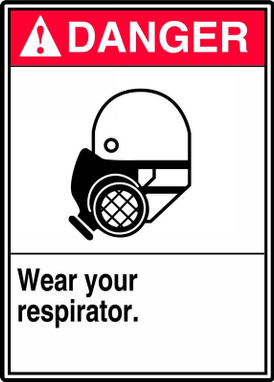 ANSI Danger Safety Sign: Wear Your Respirator 14" x 10" Aluma-Lite 1/Each - MRPE103XL