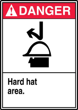 ANSI Danger Safety Sign: Hard Hat Area 10" x 7" Adhesive Vinyl 1/Each - MRPE104VS