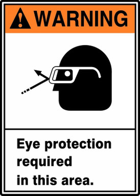 ANSI Warning Safety Sign: Eye Protection Required In This Area 14" x 10" Plastic 1/Each - MRPE300VP