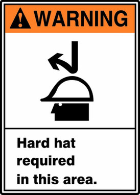 ANSI Warning Safety Sign: Hard Hat Required In This Area 14" x 10" Aluma-Lite 1/Each - MRPE302XL