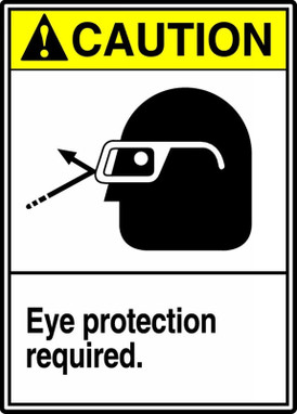 ANSI Caution Safety Sign: Eye Protection Required 14" x 10" Aluma-Lite 1/Each - MRPE617XL