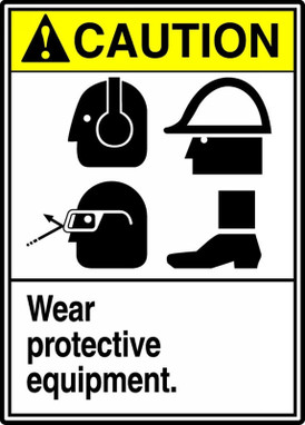 ANSI Caution Safety Sign: Wear Protective Equipment 14" x 10" Dura-Fiberglass 1/Each - MRPE620XF