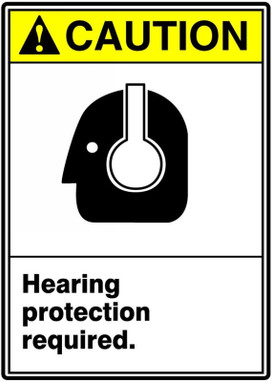 ANSI Caution Safety Sign: Hearing Protection Required. 10" x 7" Aluma-Lite 1/Each - MRPE631XL