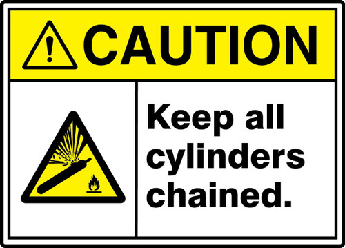 ANSI ISO Caution Safety Sign: Keep All Cylinders Chained. 7" x 10" Dura-Plastic 1/Each - MRPG603XT