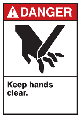 ANSI Danger Equipment Safety Sign: Keep Hands Clear 10" x 7" Aluma-Lite 1/Each - MRQM120XL