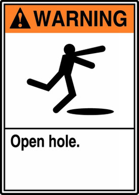 ANSI Warning Safety Sign: Open Hole. 14" x 10" Aluma-Lite 1/Each - MRRT303XL