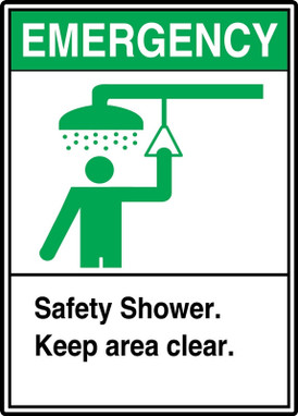 ANSI Safety Sign: Emergency (Graphic) Safety Shower - Keep Area Clear 10" x 7" Aluma-Lite 1/Each - MRSD903XL